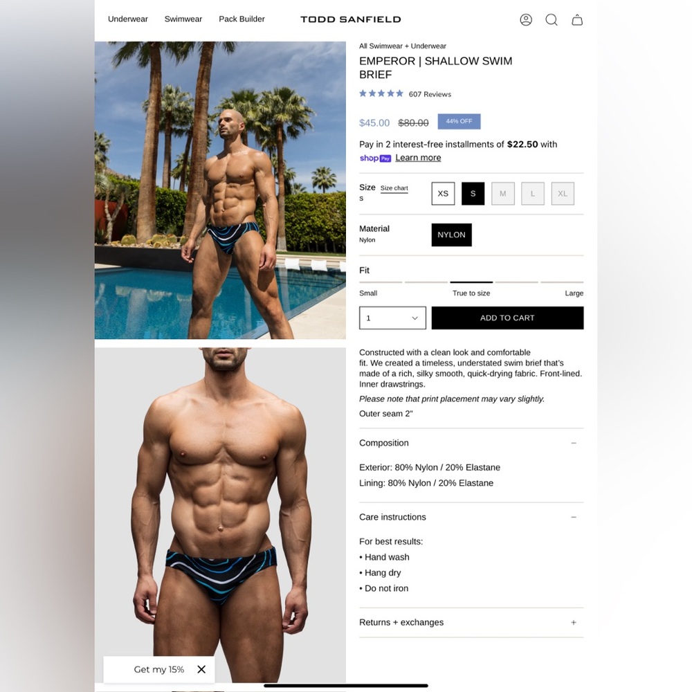 Todd Sanfield, Emperor, Shallow Swim Brief
